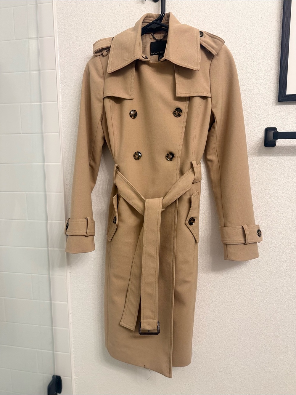 Banana Republic Tan Double-Breasted Trench Coat with Belt